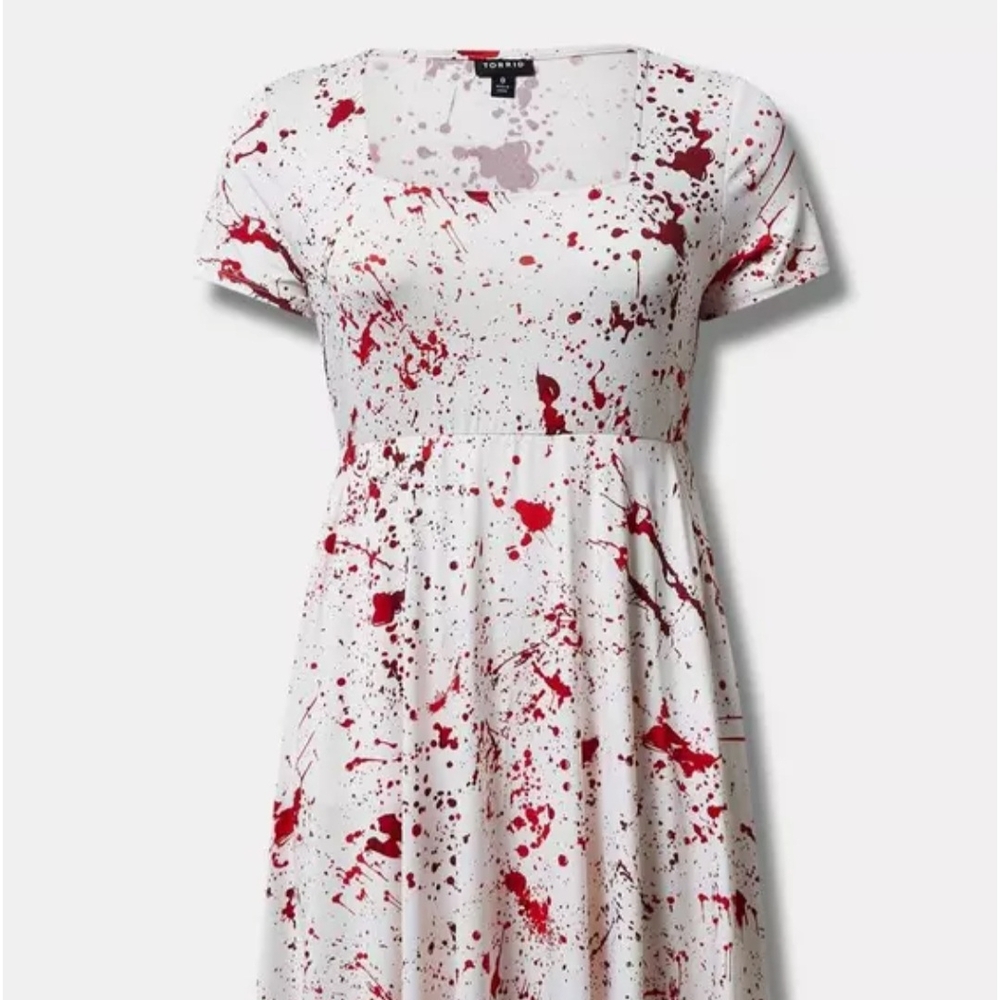 White and Red Splatter Dress